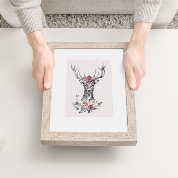 Modern Wall Art Floral Deer Poster Print UNFRAMED - Picture 8 of 11